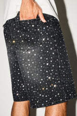 Strass-Shorts – Verwaschenes Schwarz