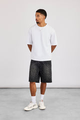 Strass-Shorts – Verwaschenes Schwarz