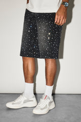 Strass-Shorts – Verwaschenes Schwarz