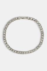 3 Sided Tennis Bracelet - 5mm - White