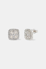 Moissanite Baguette Centre Square Stud Earrings - 10mm