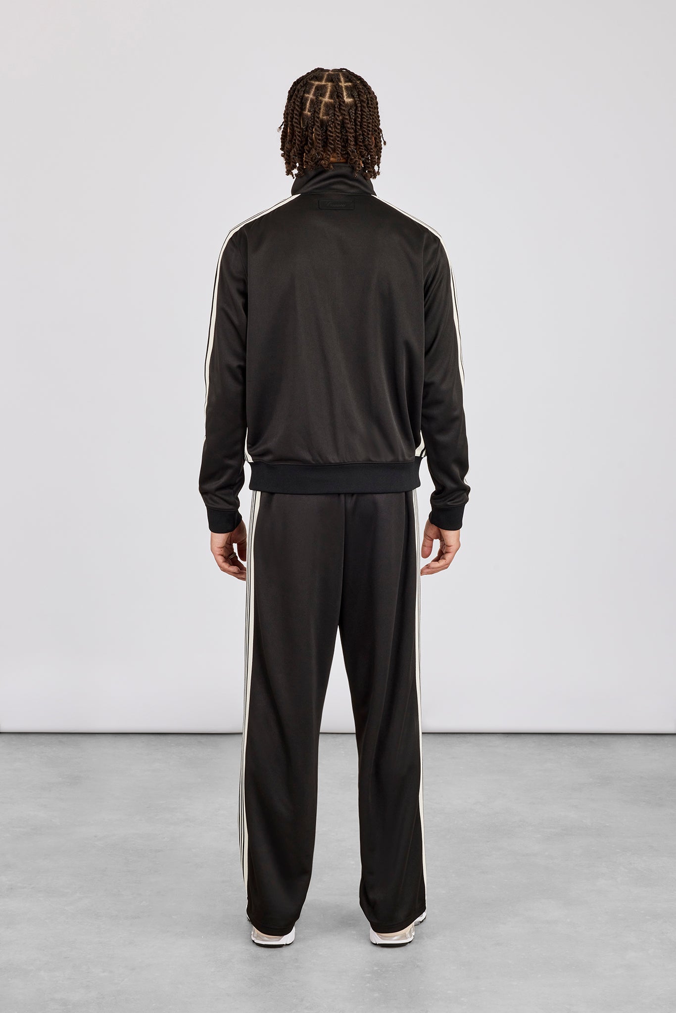 Herren-Trainingsjacke und -Trainingshose mit glatten Poly-Verstärkungen – Schwarz