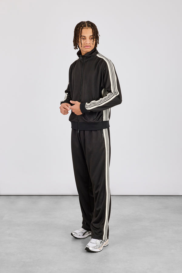 Men's Regular Poly Smooth Taping Track Top & Track Pant - Black