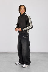 Mens Regular Poly Smooth Taping Track Top - Black