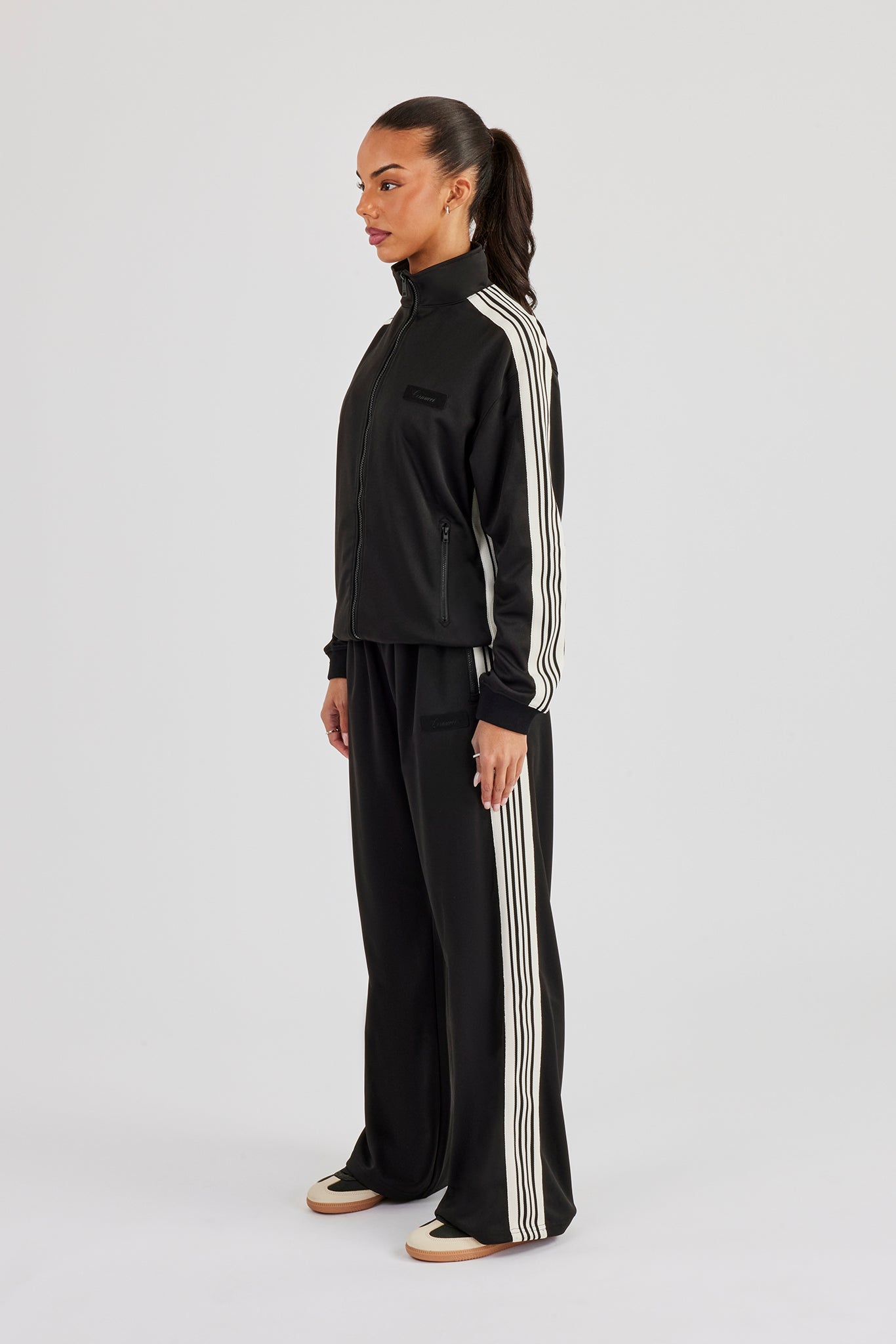 Pinterest Track Top Womens Poly Smooth Taping Track Top & Track Pant - Black | Womens Sets ...