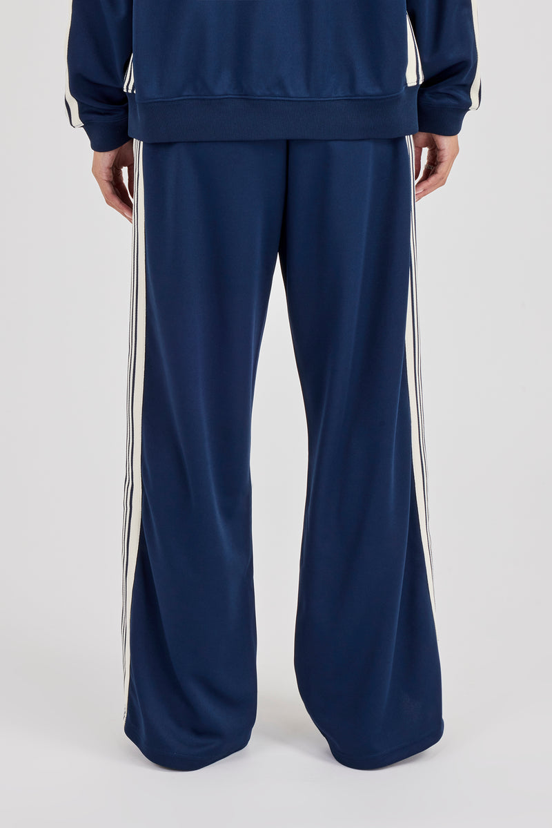 Womens Poly Smooth Taping Track Pant - Navy Blue