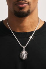 Iced Mask Face Pendant - 40mm - White