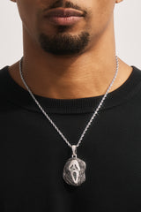 Iced Mask Face Pendant - 40mm - White