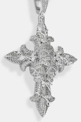 Iced Skull Cross Pendant - 60mm - White