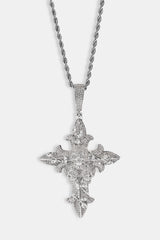 Iced Skull Cross Pendant - 60mm - White