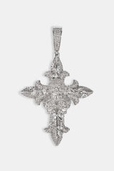 Iced Skull Cross Pendant - 60mm - White