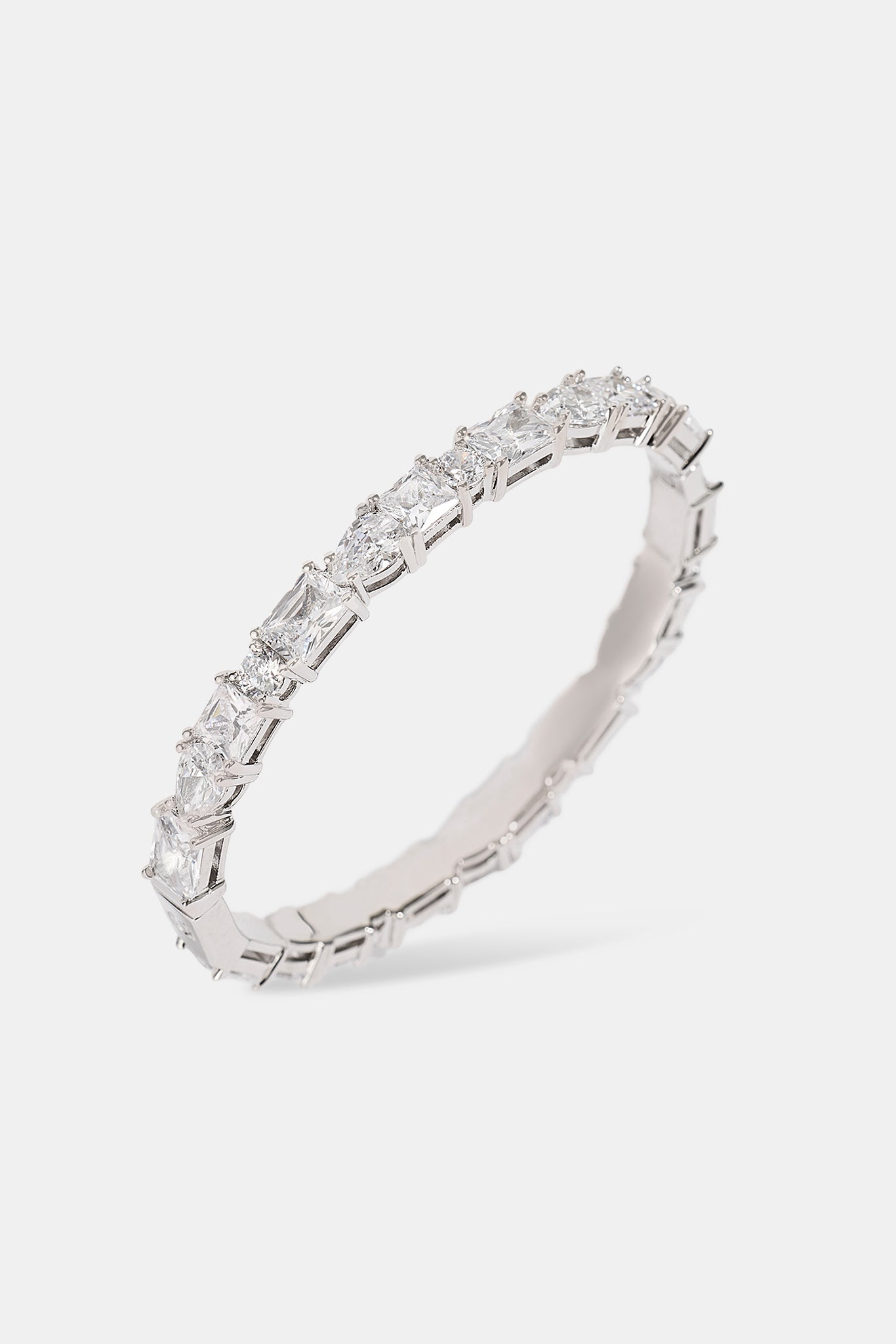 Mixed Shape Stone Bangle - 6mm - White