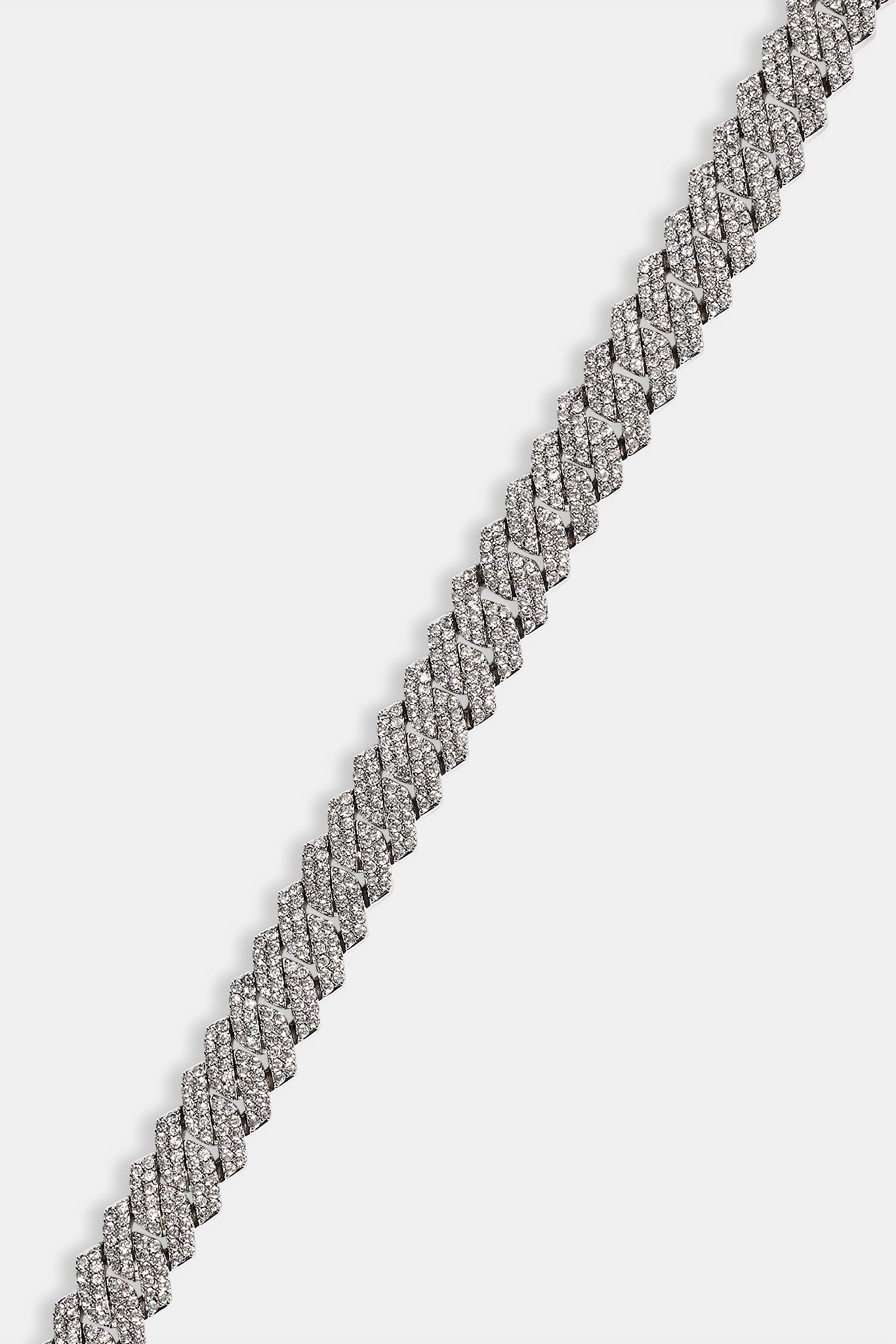 Kubanische Iced Prong Kette - 8mm - Weiß