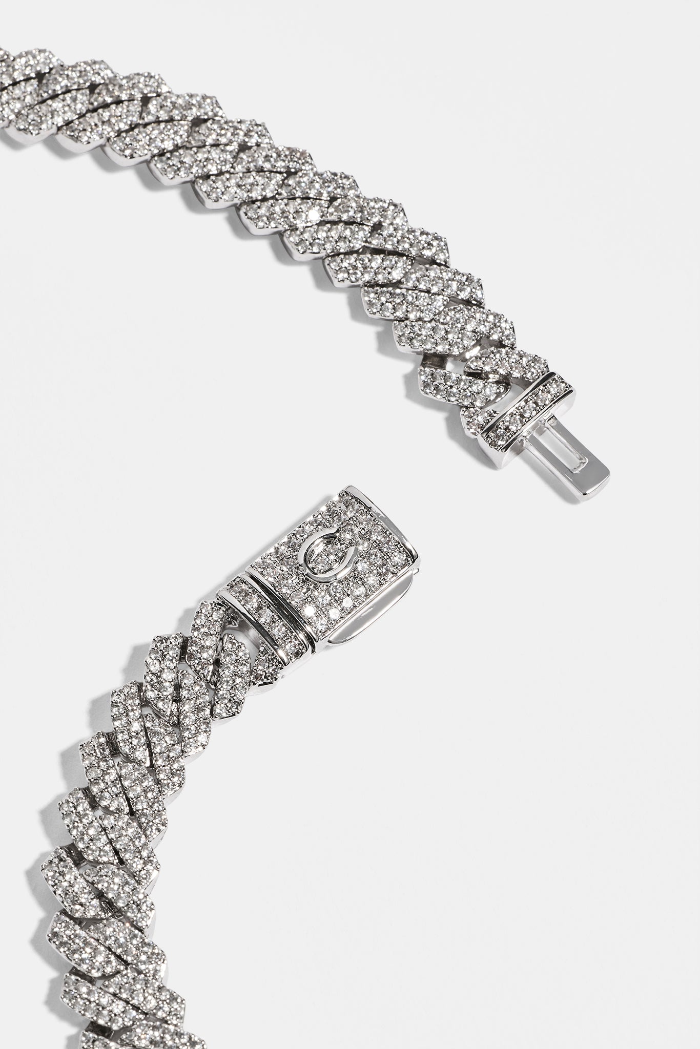 Kubanische Iced Prong Kette - 8mm - Weiß