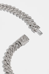 Kubanische Iced Prong Kette - 8mm - Weiß