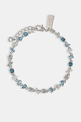 Blue & Clear Mixed Shape Gemstone Bracelet - 5mm - White