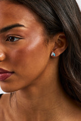 Blue & Clear Double Stone Stud Earrings - 5mm - White