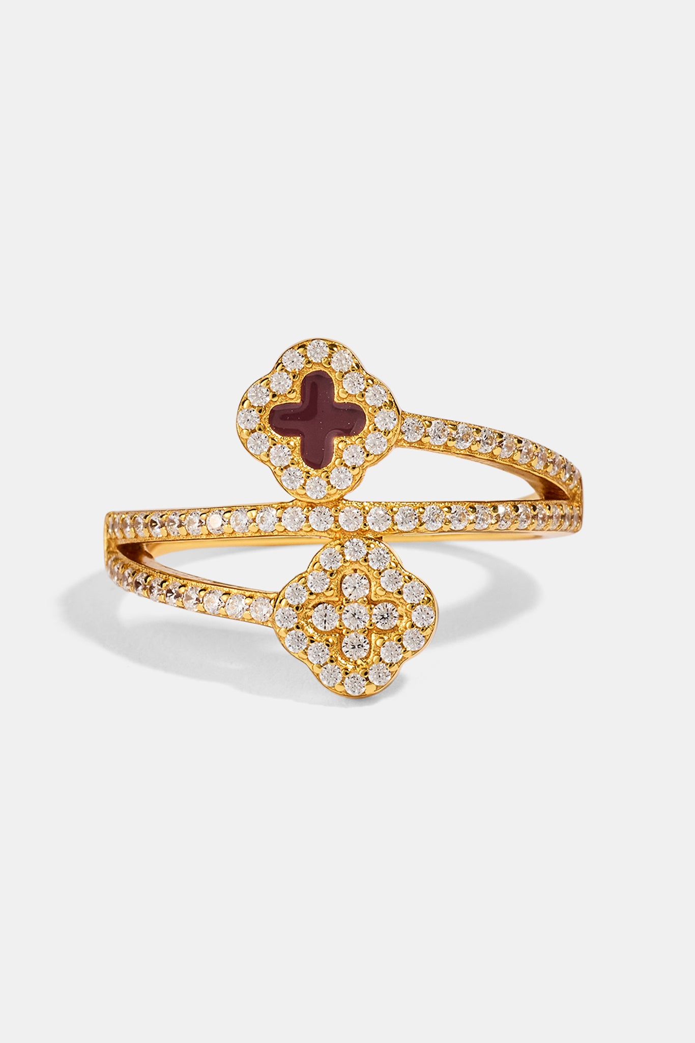 Ring mit gedrehtem Motiv aus eisblauem und burgunderfarbenem Emaille – 15 mm