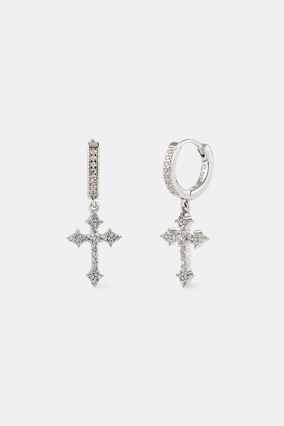 15mm Iced CZ Celtic Cross Drop Earrings | Mens Earrings | Shop 