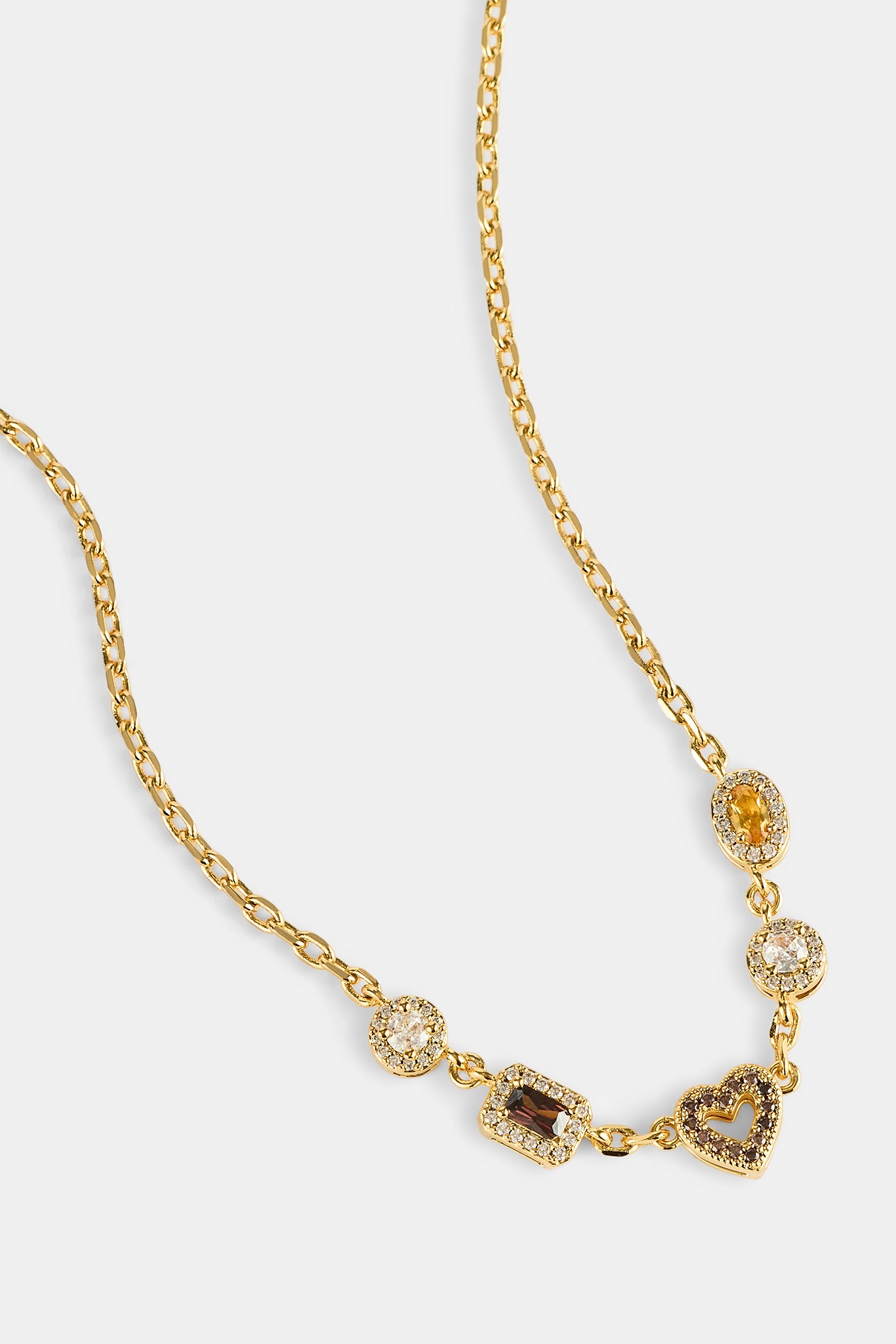 Schokoladenherz-Halskette mit mehreren Edelsteinen – 6 mm