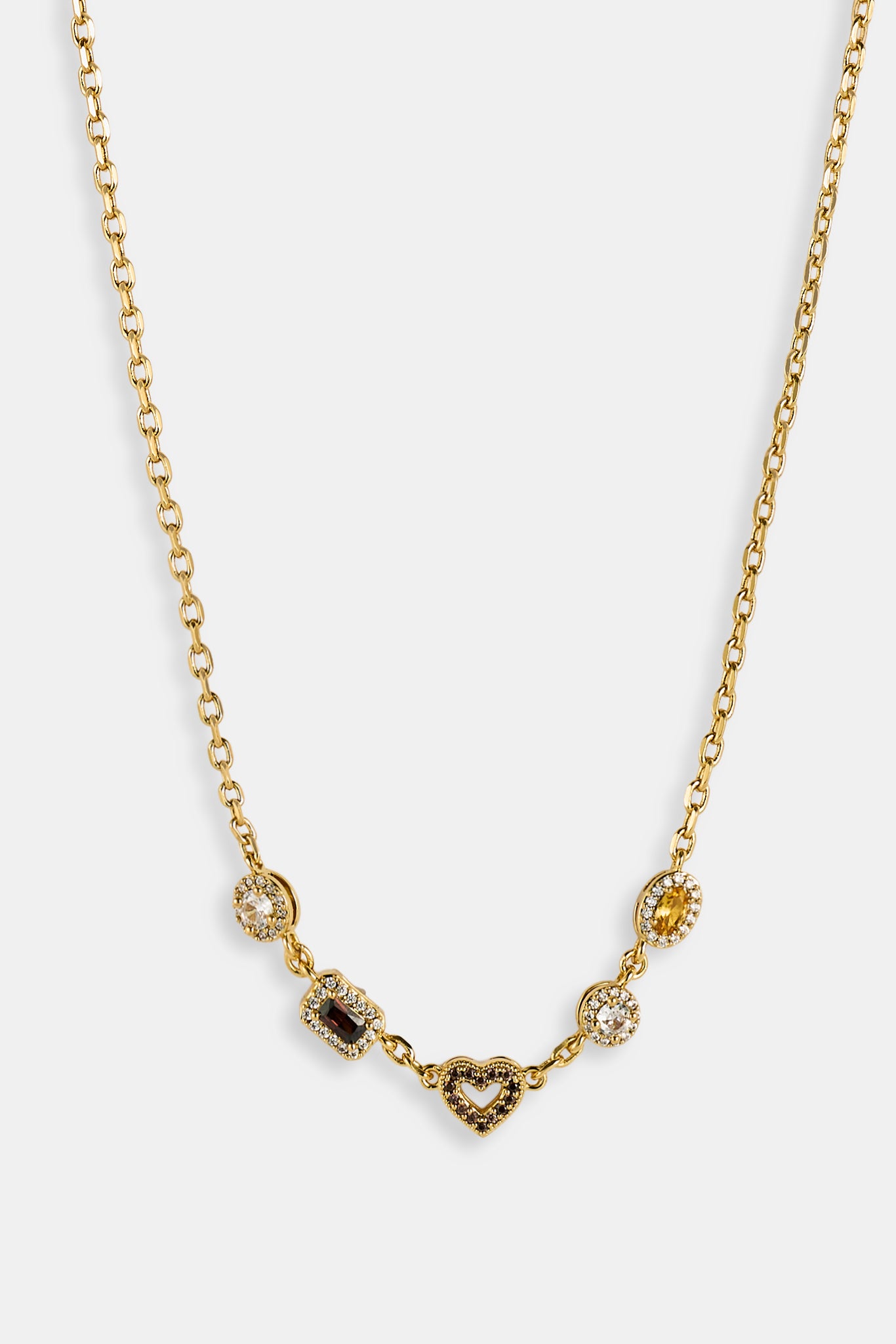 Schokoladenherz-Halskette mit mehreren Edelsteinen – 6 mm