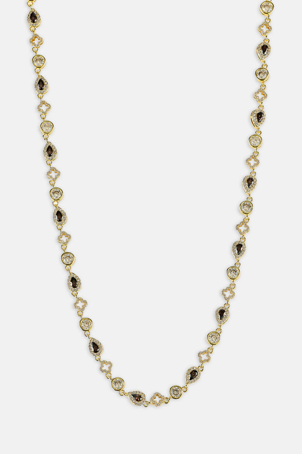 Kette mit Schokoladenmotiv und Edelsteinen – 6 mm – Gold