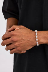 Clear Baguette Motif Bracelet - 8mm - White