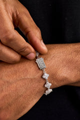 Clear Baguette Motif Bracelet - 8mm - White