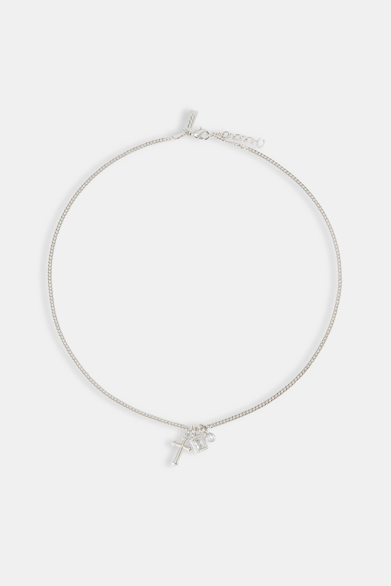 Klare gemischte Edelstein- und Kreuz-Mehrfachkette – 20 mm