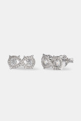 Iced Cluster Infinity Stud Earrings - 6mm - White