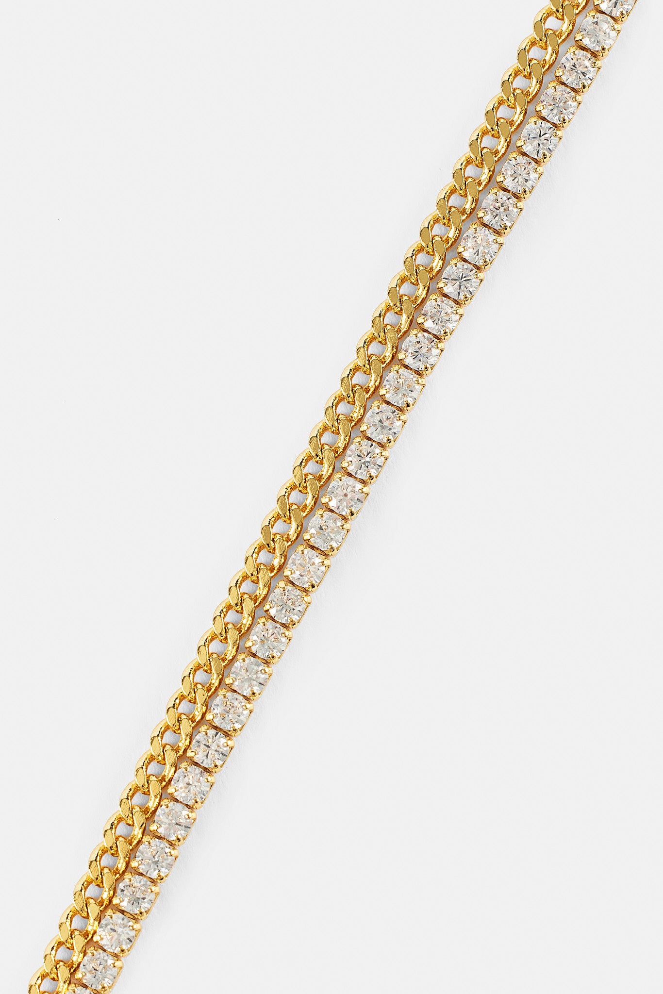 Double Layer Micro Tennis & Cuban Bracelet - 2.5mm