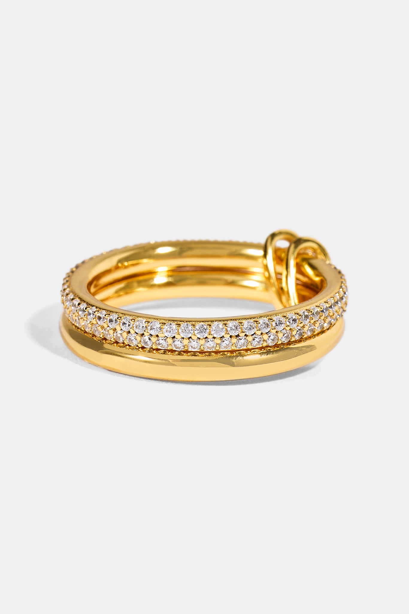 Double Row Polished & Iced Mix Ring - 8mm - Gold