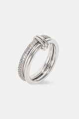 Double Row Polished & Iced Mix Ring - 8mm - White