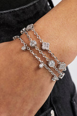 Dreireihiges Edelsteinarmband – 2 mm – Weiß