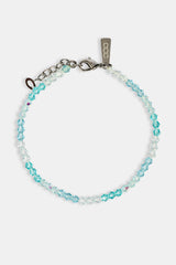 Blue Multi Glass Bead Bracelet - 4mm - White