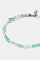 Blue Multi Glass Bead Bracelet - 4mm - White