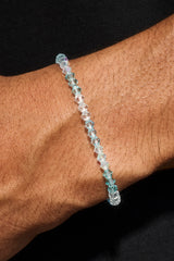 Blue Multi Glass Bead Bracelet - 4mm - White