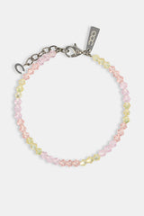 Pink & Lemon Glass Bead Bracelet - 4mm - White