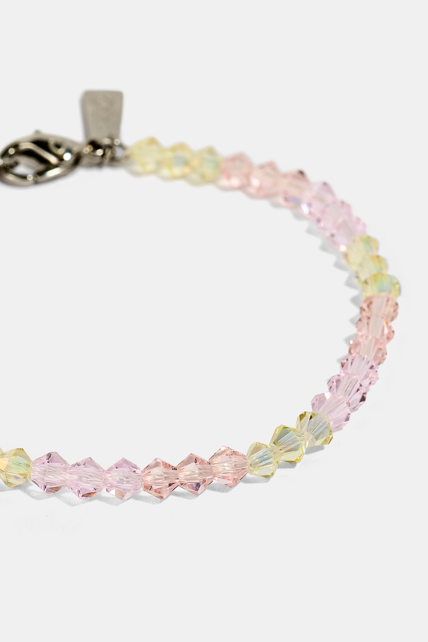 Pink & Lemon Glass Bead Bracelet - 4mm - White