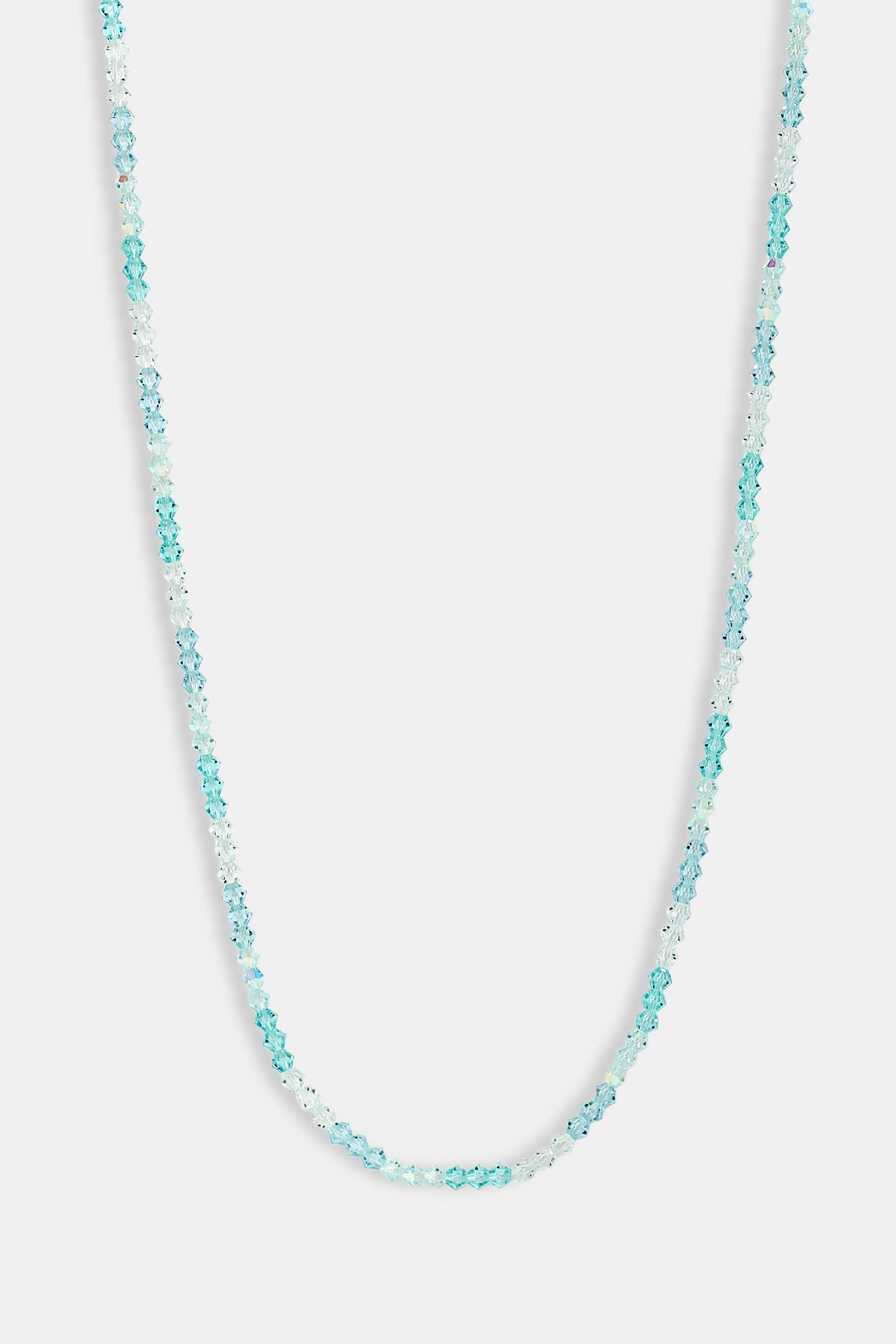 Blue Multi Glass Bead Necklace - 4mm - White