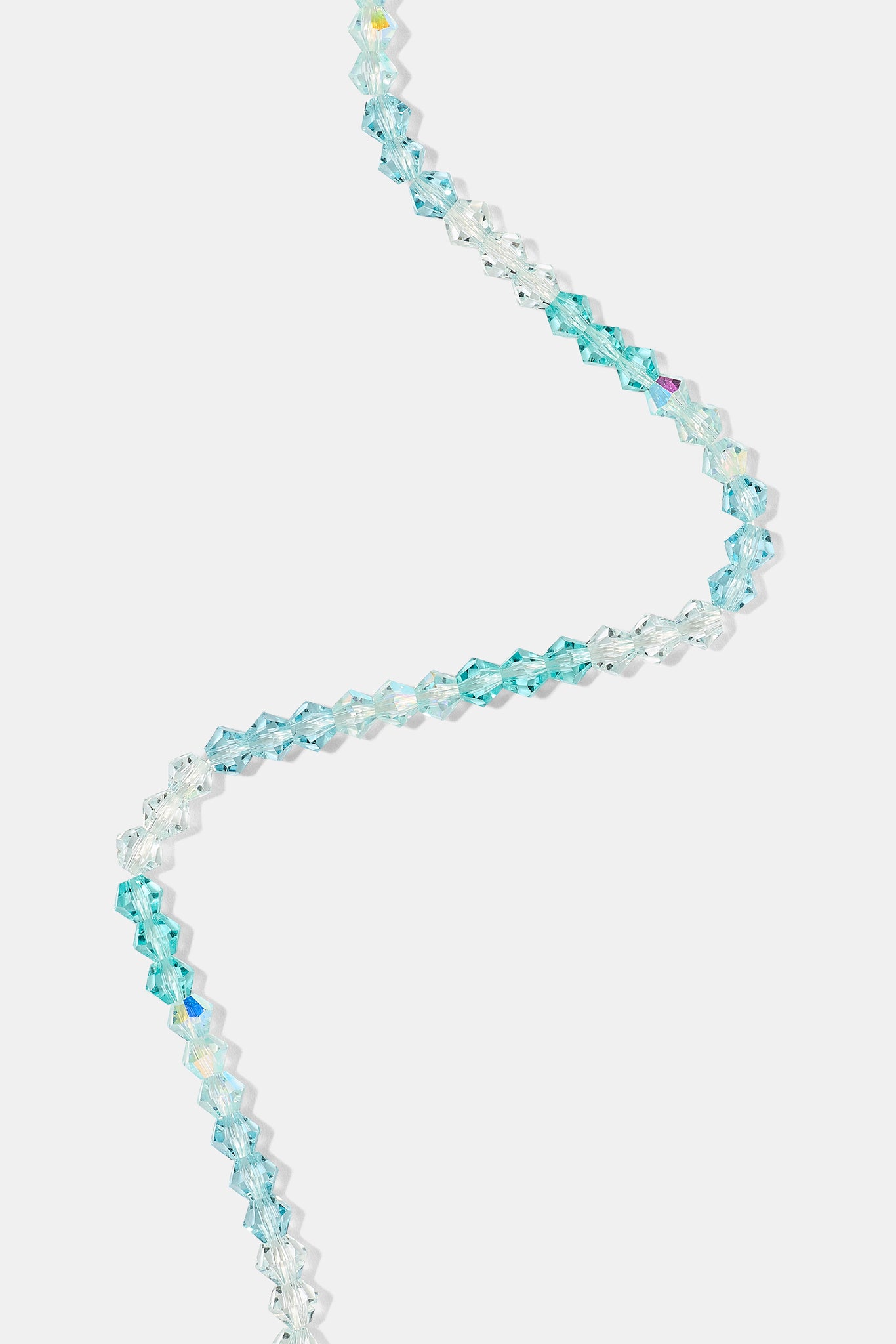 Blue Multi Glass Bead Necklace - 4mm - White