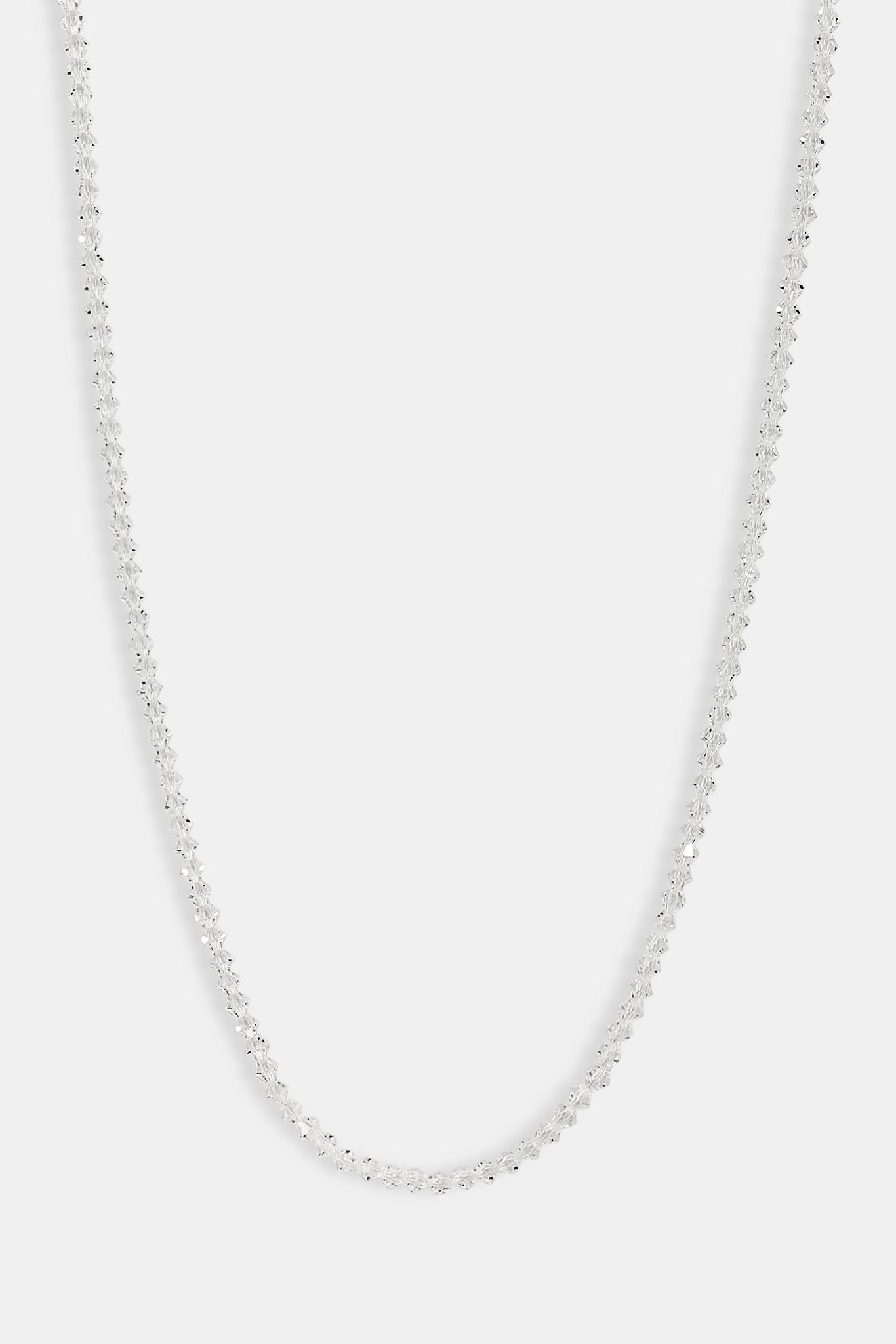 Clear Glass Bead Necklace - 4mm - White
