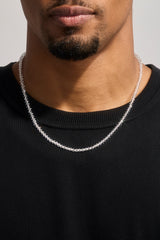 Clear Glass Bead Necklace - 4mm - White