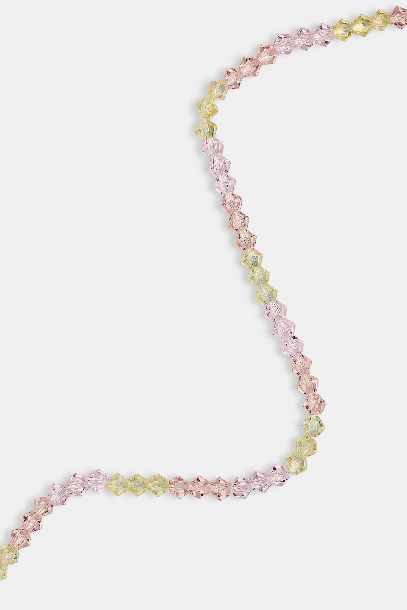 Pink & Lemon Glass Bead Necklace - 4mm - White