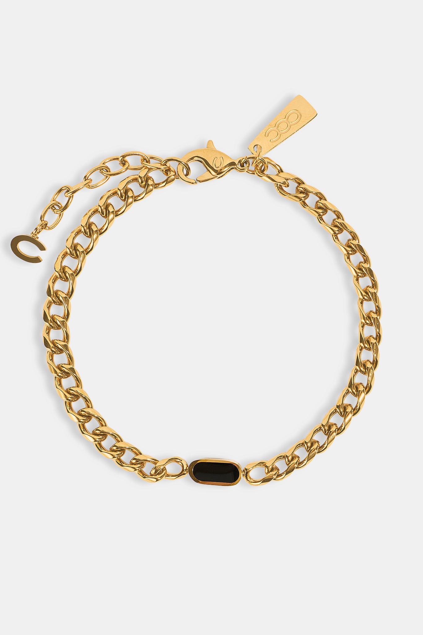 Polished & Black Enamel Miami Cuban Bracelet - 10mm - Gold