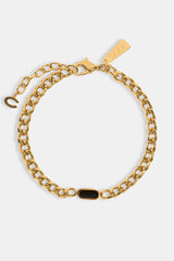 Polished & Black Enamel Miami Cuban Bracelet - 10mm - Gold