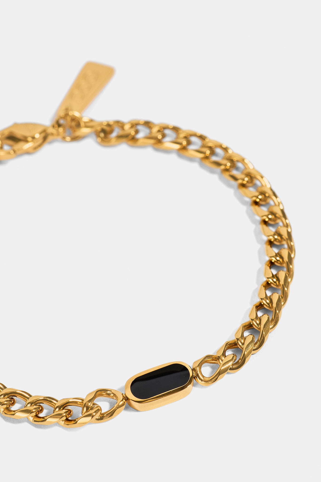 Polished & Black Enamel Miami Cuban Bracelet - 10mm - Gold