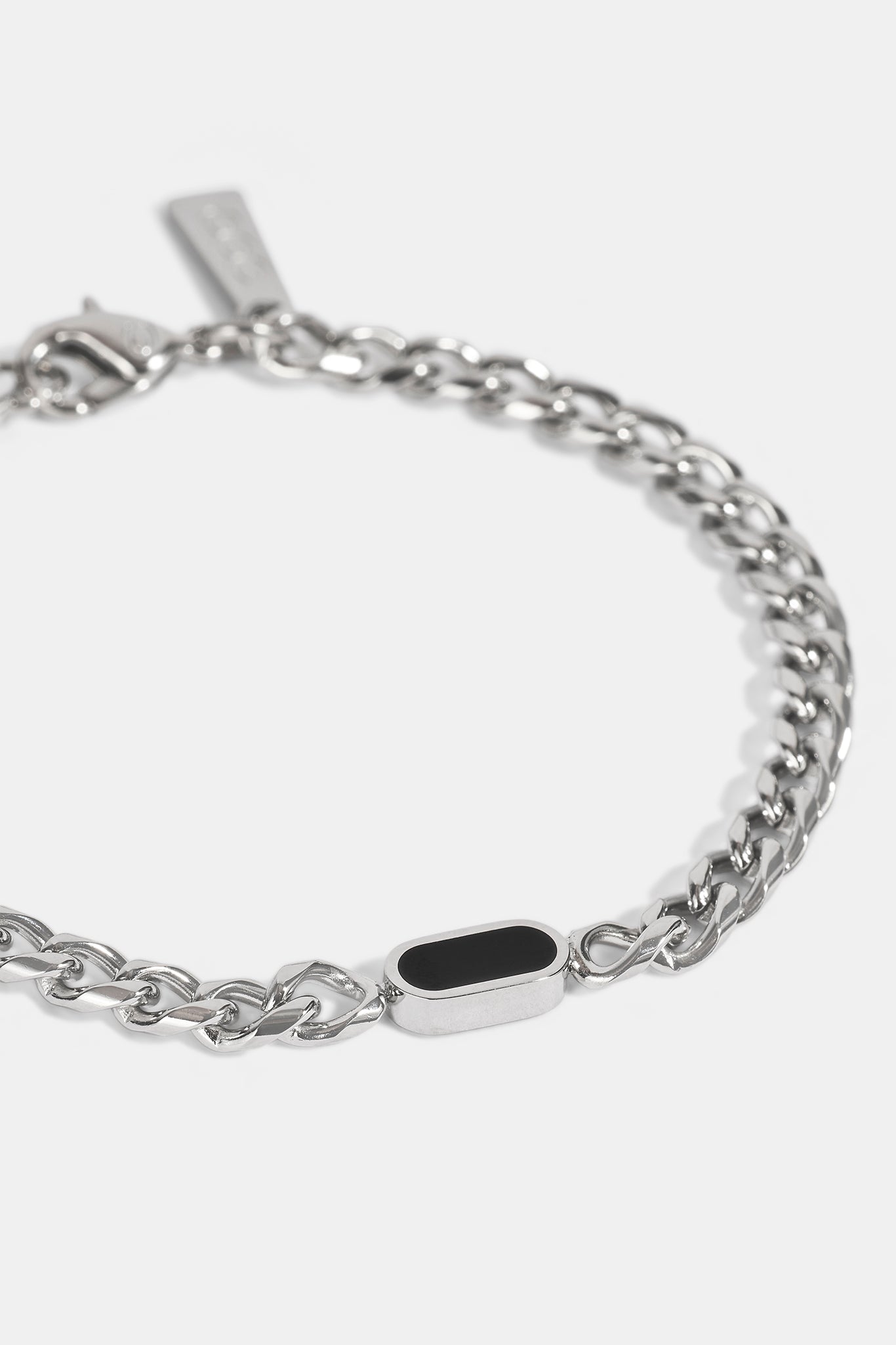 Polished & Black Enamel Miami Cuban Bracelet - 10mm - White