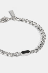 Polished & Black Enamel Miami Cuban Bracelet - 10mm - White