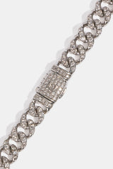 Iced Gemstone Pendant Cuban Necklace - 25mm - White